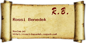 Rossi Benedek névjegykártya